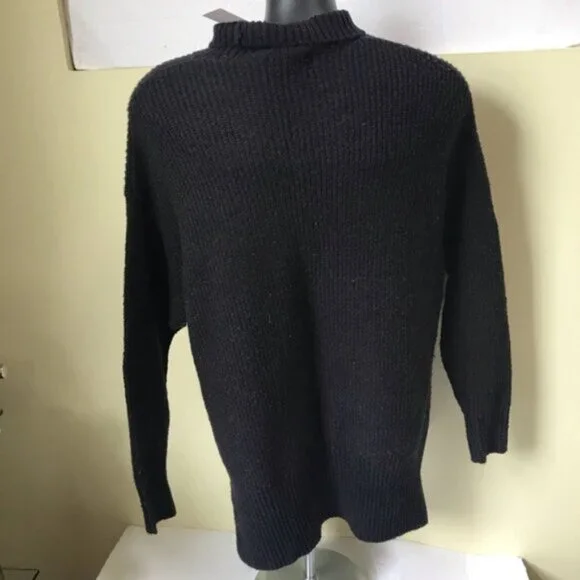 Grace NEW The Perfect Fit Oversized Wool Knit Mock Neck Side Slits Sweater Top M - Picture 3 of 14